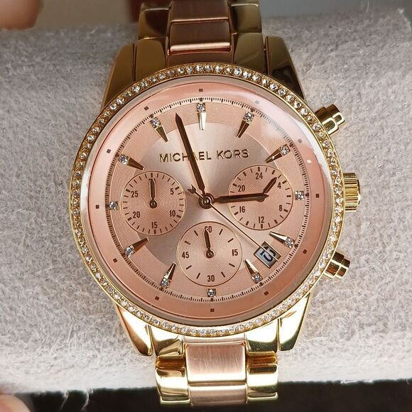 Michael Kors Ritz Chronograph Two-Tone Stainless Steel Watch - Picture 7 of 12